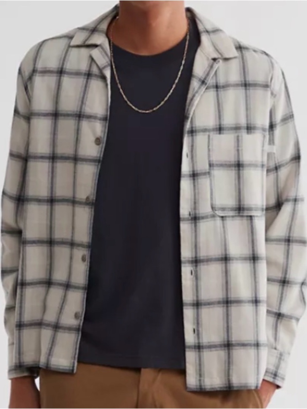 Urban Outfitters White and Black Plaid Lightweight Shirt Jacket